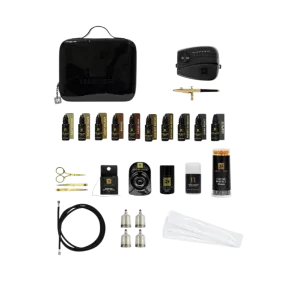 BROW CODE - Professional Stain Hybrid Kit with Airbrush machine, Eyebrow stencils & liquid developer