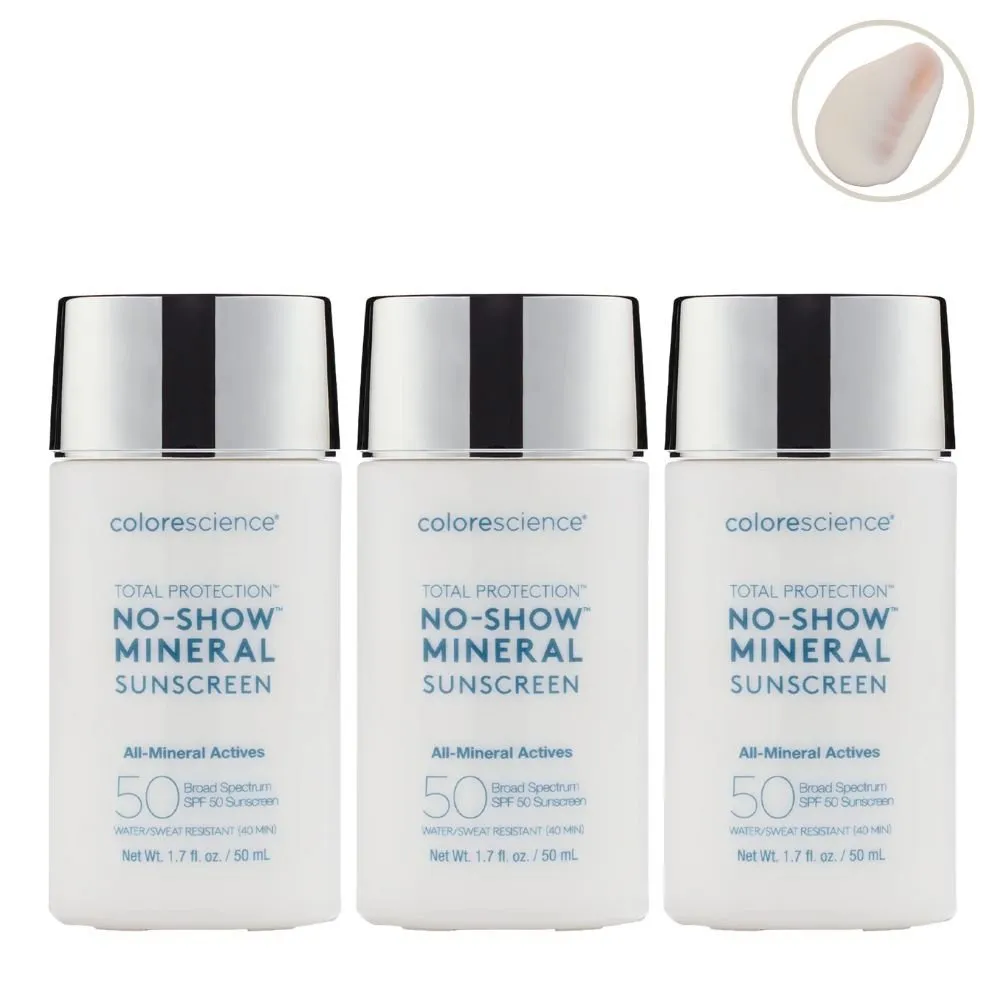 Colorescience Total Protection No Show Mineral Sunscreen SPF 50 50ml 3 Pack Set