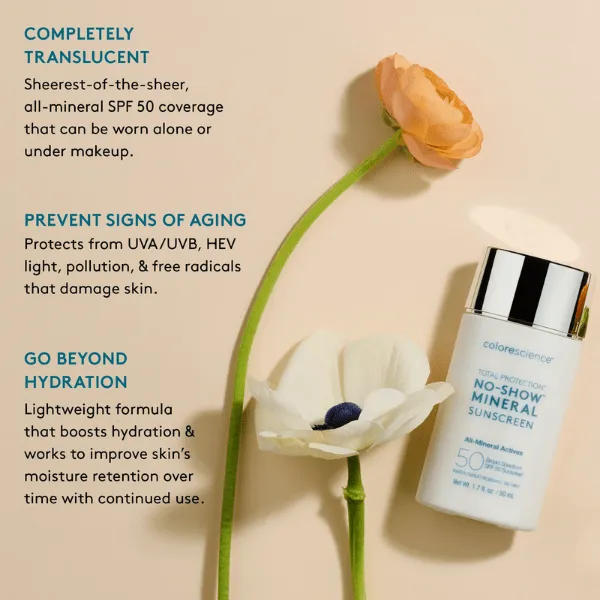 Colorescience Total Protection No Show Mineral Sunscreen SPF 50 50ml 3 Pack Set