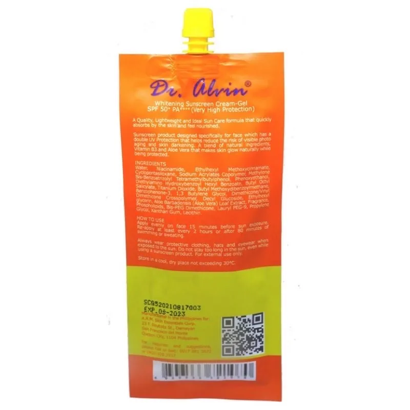 Dr. Alvin Whitening Sunscreen Cream-Gel (50ml)