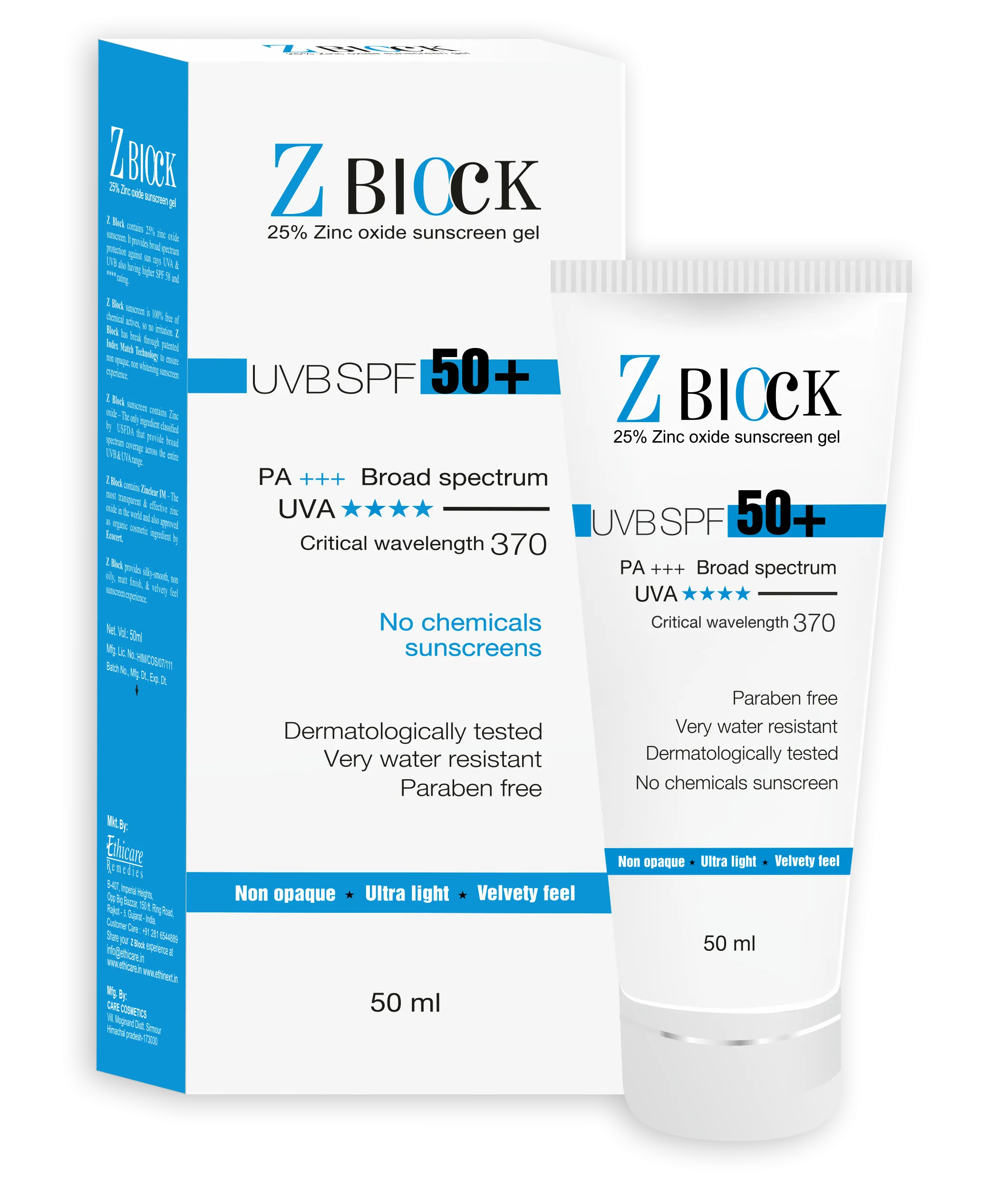 Ethicare Z Block Spf50  Sunscreen Gel 50 gm