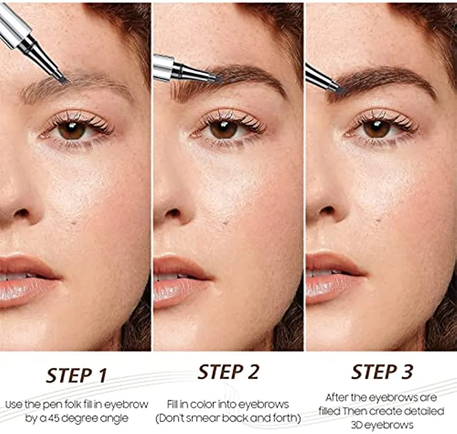 Eyebrow Pencil Eyebrow Microblading Pen - Eyebrow Pen Micro 4 Point Brow Pen Lift & Snatch Eyebrow Eye Makeup Long-Lasting Waterproof & Smudge-proof Natural Eyebrow Hair (Dark Brown)