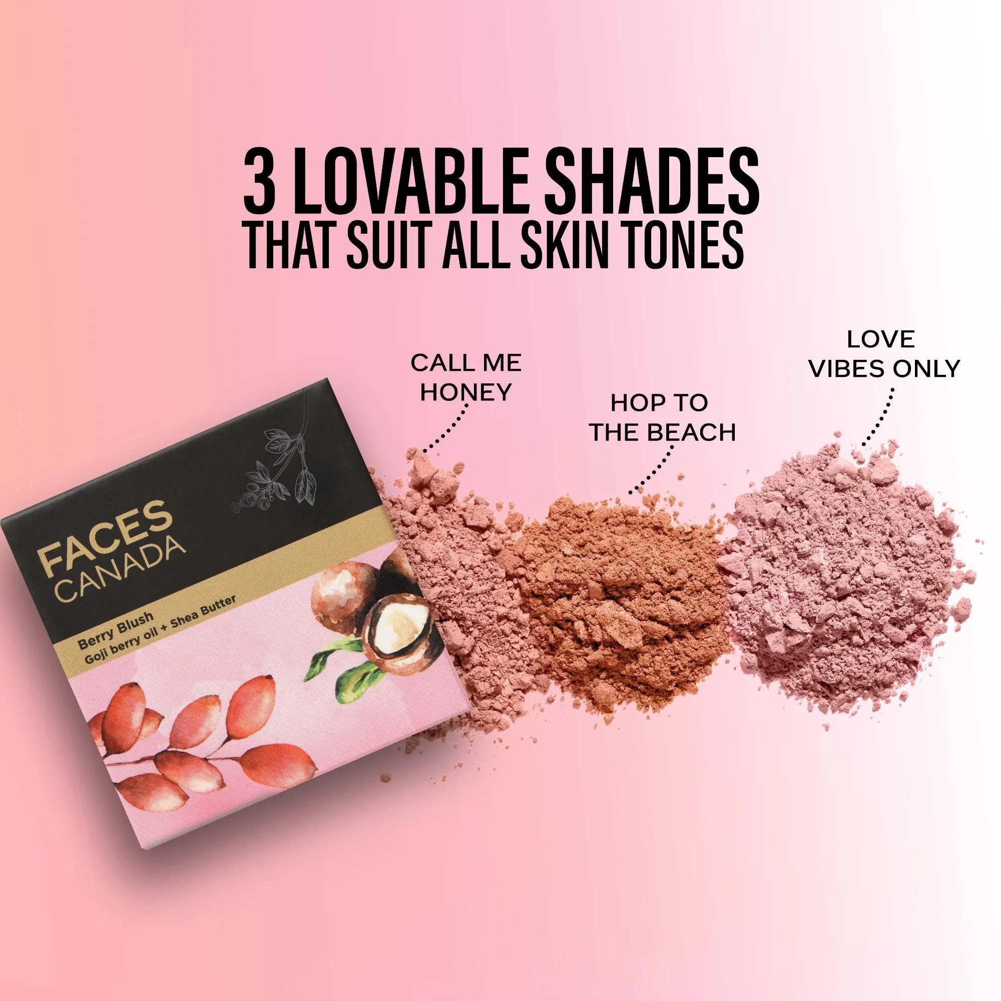 Faces Canada Berry Blush | Rosy pink | Mattifying & Long Lasting| Lightweight| Love vibes only Core Range Pink Core Range