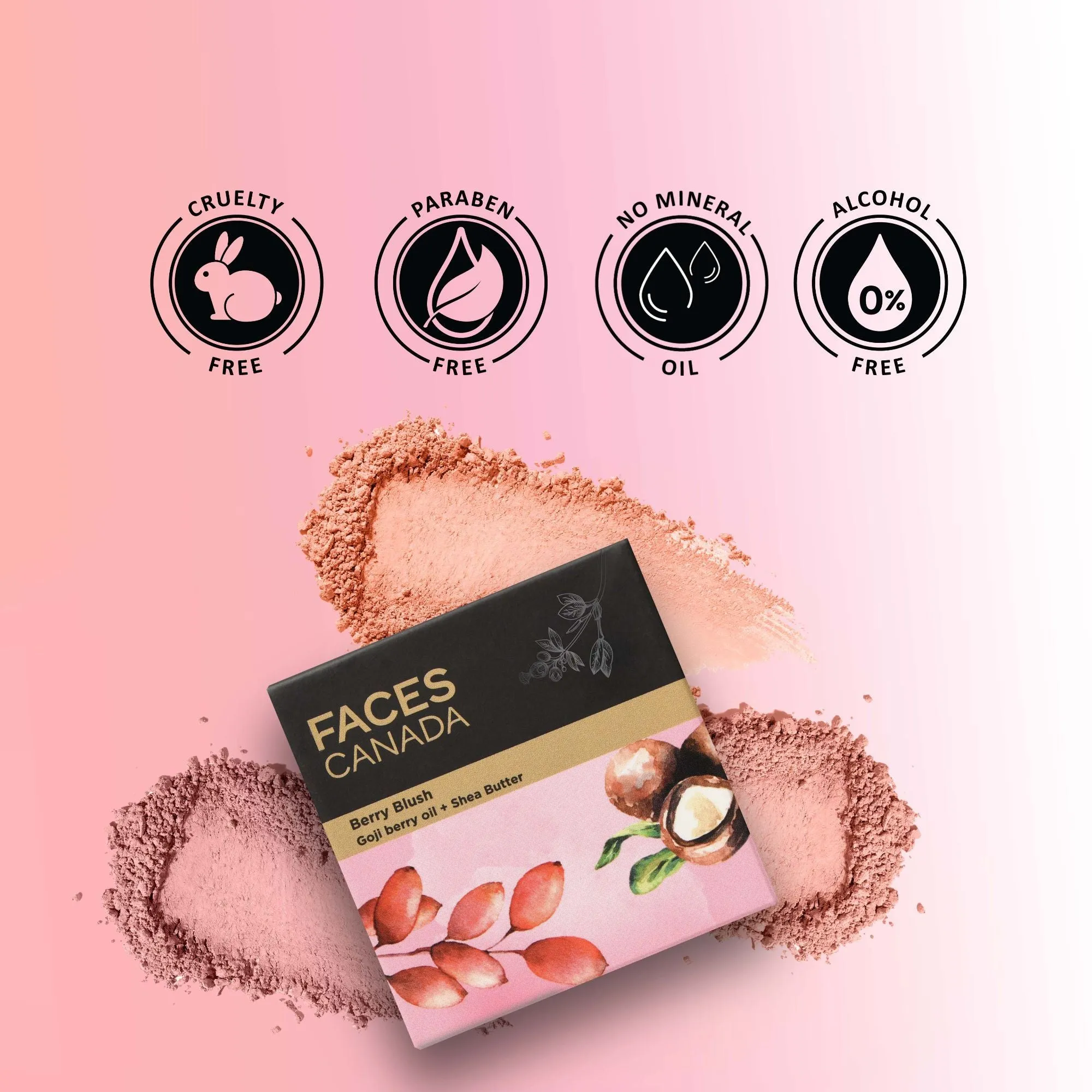 Faces Canada Berry Blush | Rosy pink | Mattifying & Long Lasting| Lightweight| Love vibes only Core Range Pink Core Range