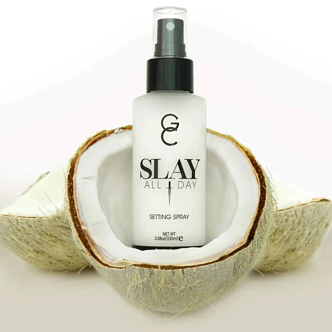 GC Make Up Setting Spray - Gerard Cosmetics Slay All Day Coconut Scented - OIL CONTROL, MATTE FINISH facial mist & makeup sealer, Keeps makeup fresh all day- 3.38oz (100ml) CRUELTY FREE, USA MADE