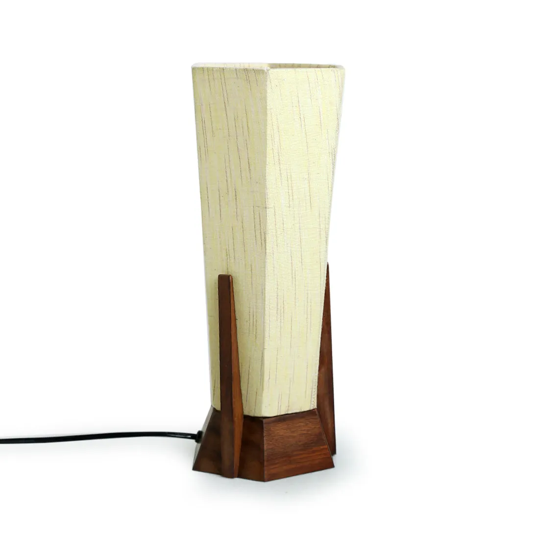 Hexagonal Harmony' Handcrafted Table Lamp In Sheesham Wood (35.6 cm)