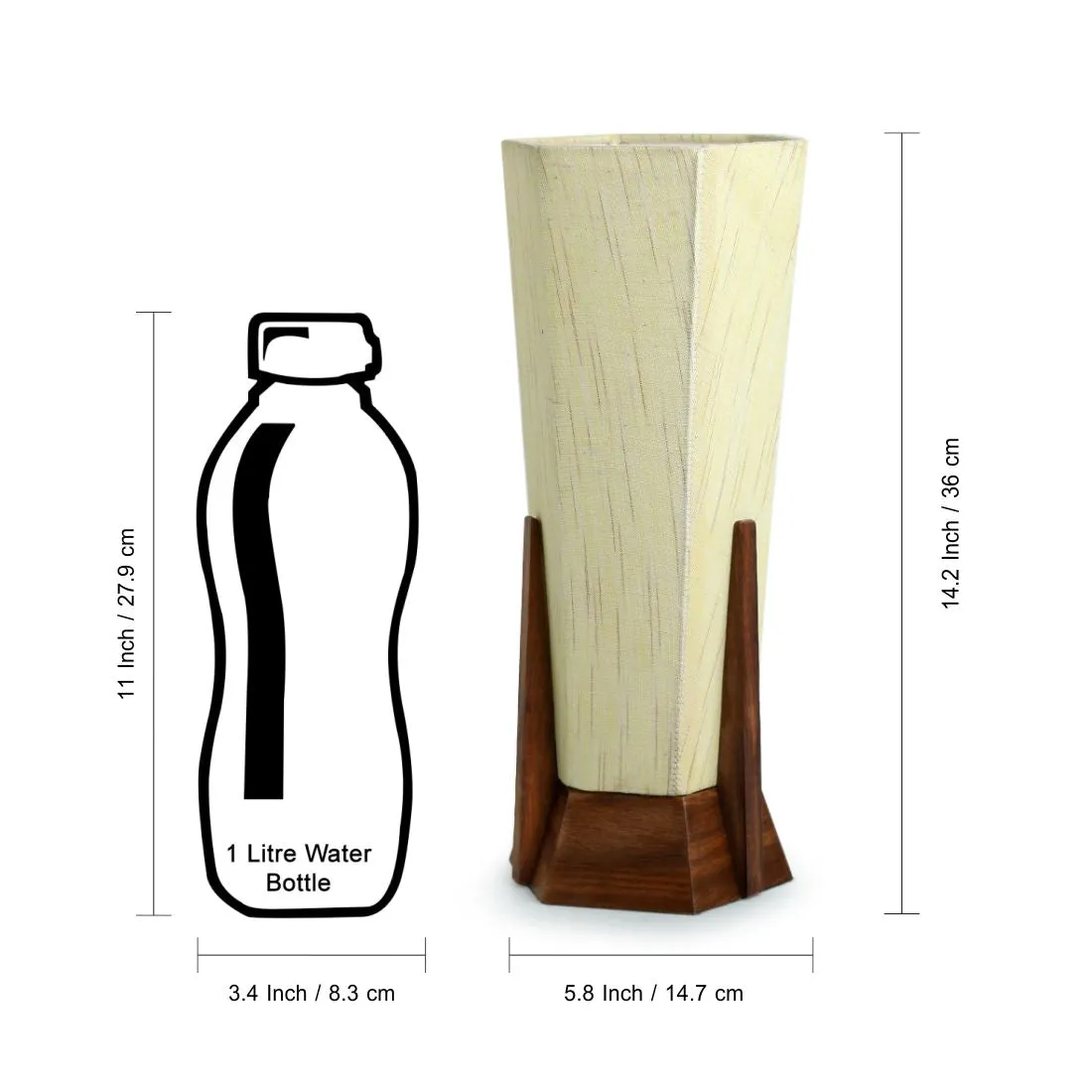 Hexagonal Harmony' Handcrafted Table Lamp In Sheesham Wood (35.6 cm)
