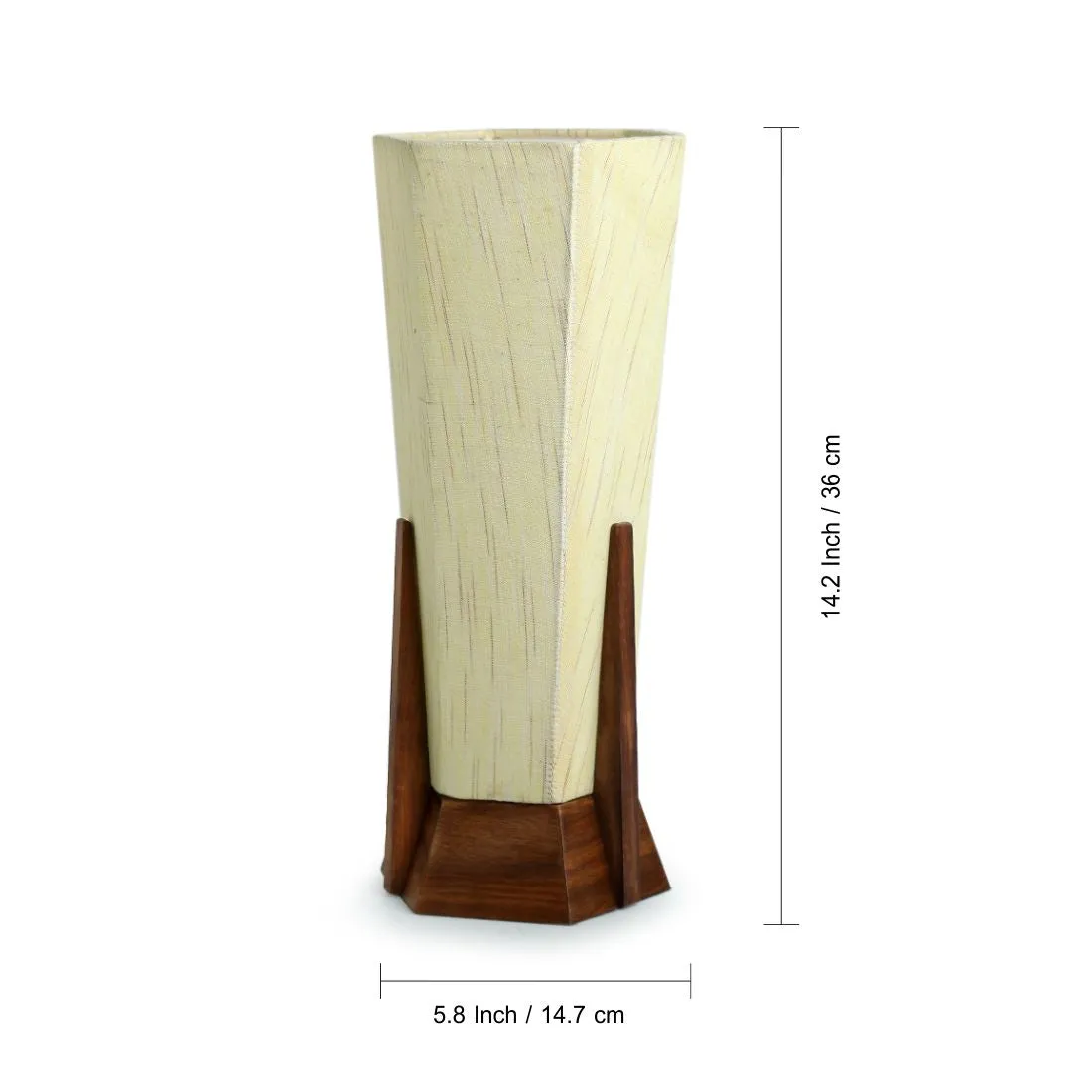 Hexagonal Harmony' Handcrafted Table Lamp In Sheesham Wood (35.6 cm)