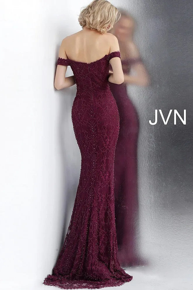 Jovani JVN66695 Size 10 Blush Lace Pearls Embellished Prom Dress Pageant Gown