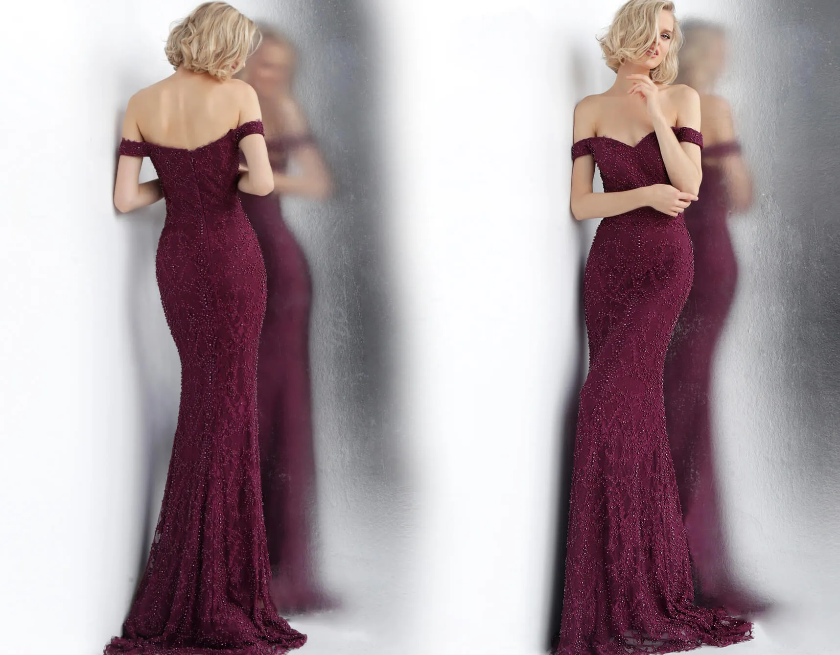 Jovani JVN66695 Size 10 Blush Lace Pearls Embellished Prom Dress Pageant Gown