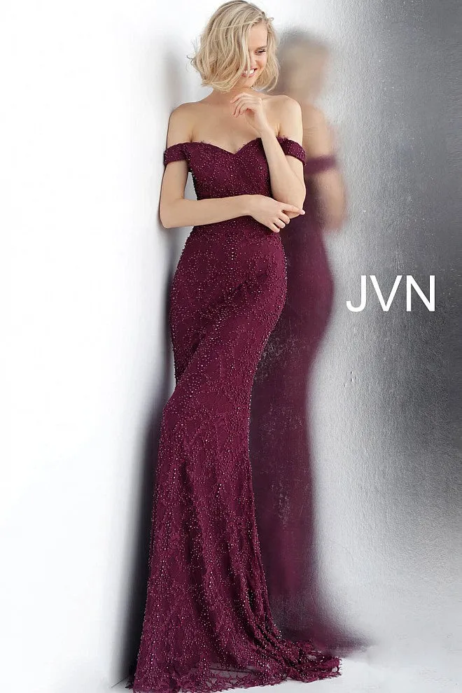 Jovani JVN66695 Size 10 Blush Lace Pearls Embellished Prom Dress Pageant Gown
