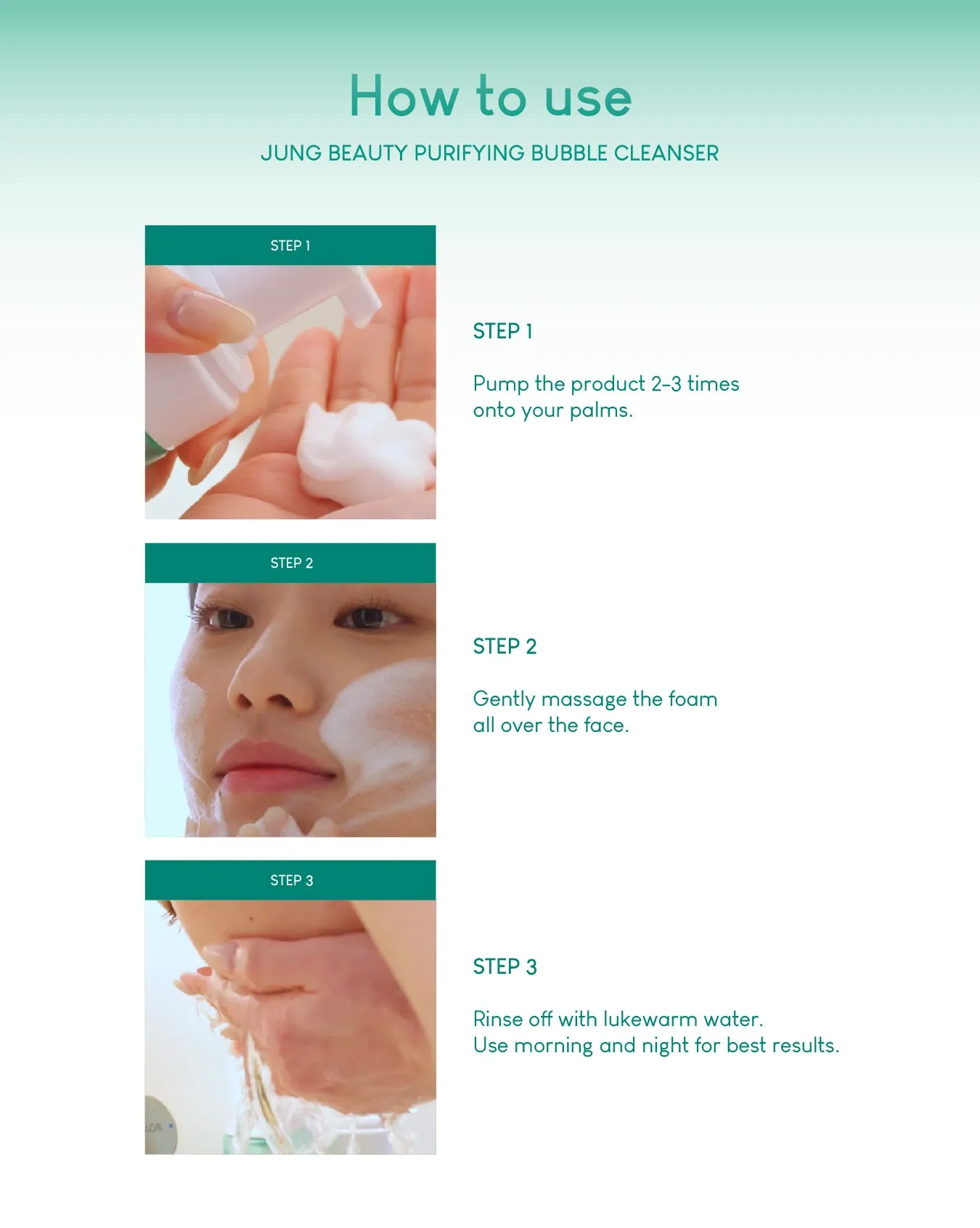 Jung Beauty Purifying Bubble Cleanser with Panthenol   Probiotics