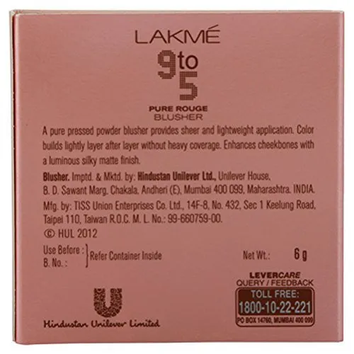 Lakme Pure Rouge Blusher, Rose Crush, 6g