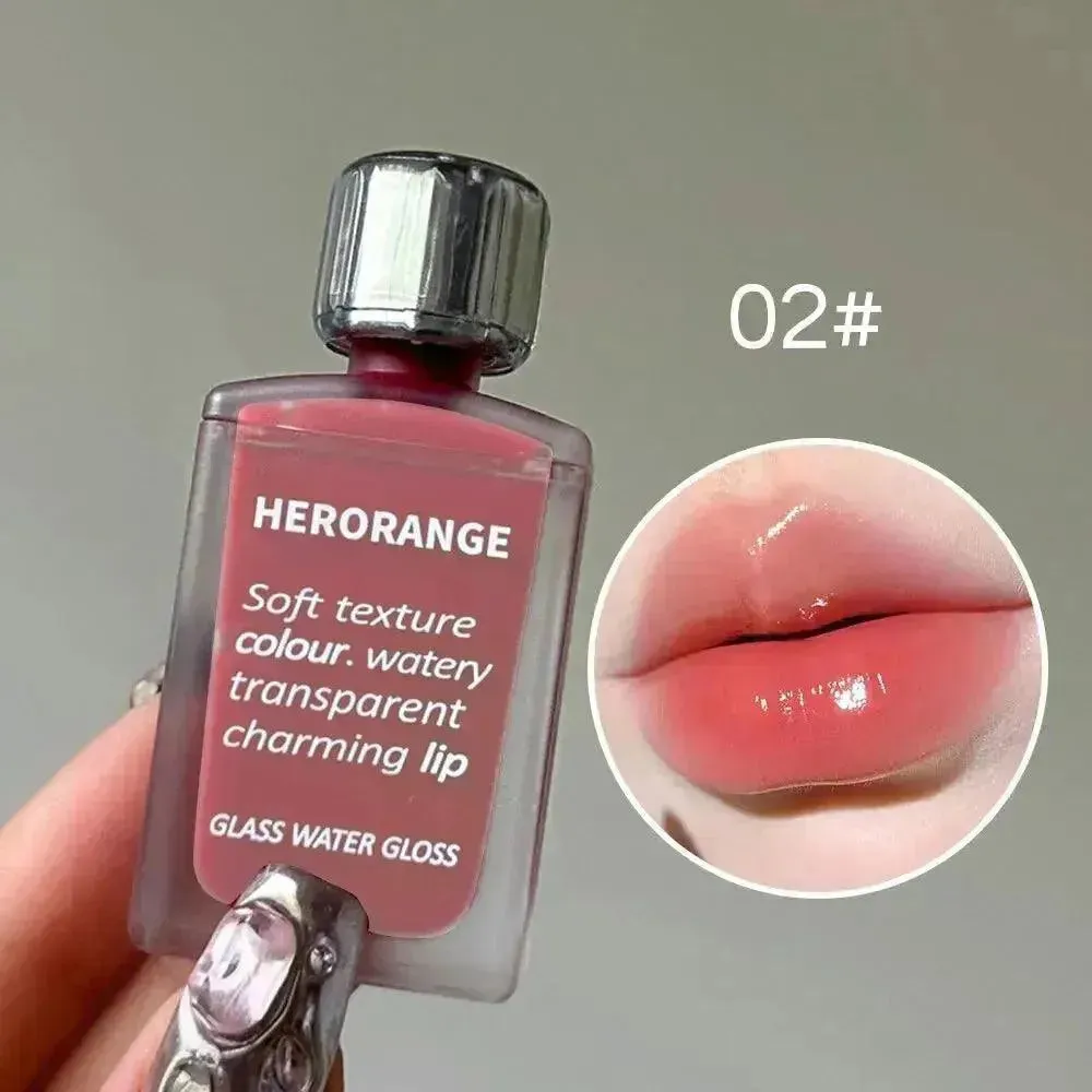 Light Glass Water Gloss - Moisturizing Herorange Lip Glaze, Long-Lasting
