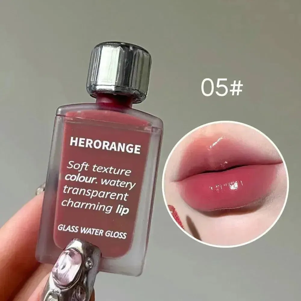Light Glass Water Gloss - Moisturizing Herorange Lip Glaze, Long-Lasting