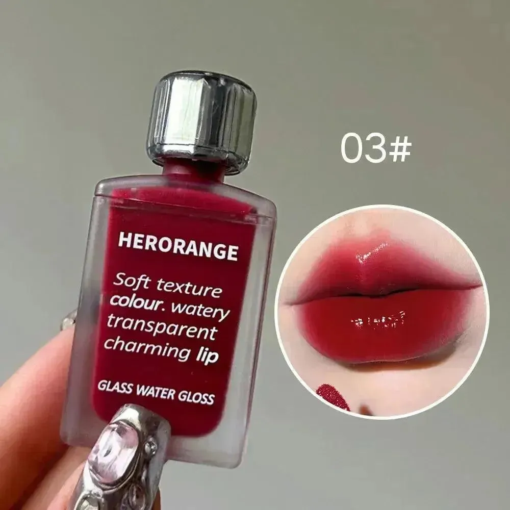 Light Glass Water Gloss - Moisturizing Herorange Lip Glaze, Long-Lasting