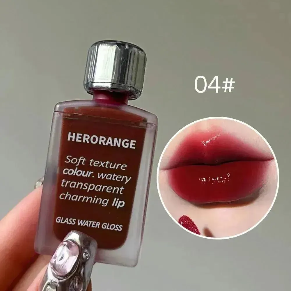 Light Glass Water Gloss - Moisturizing Herorange Lip Glaze, Long-Lasting