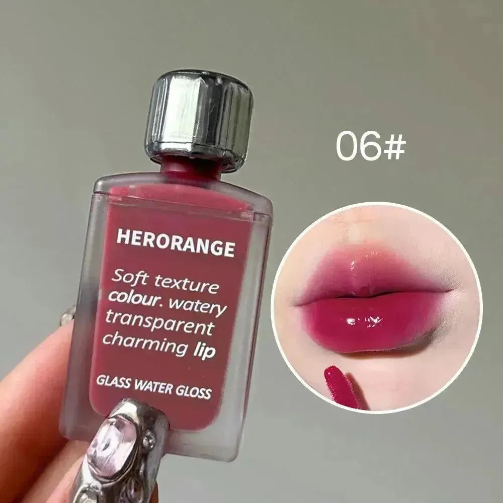 Light Glass Water Gloss - Moisturizing Herorange Lip Glaze, Long-Lasting