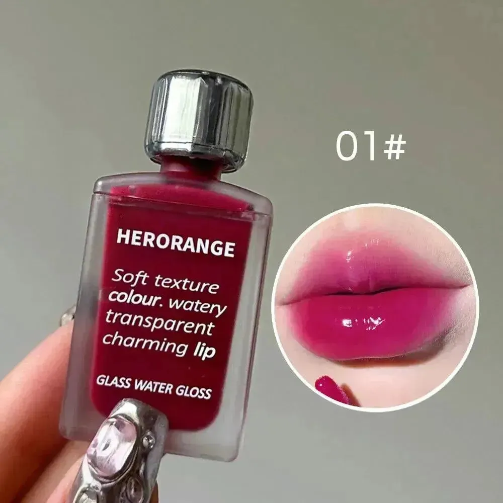Light Glass Water Gloss - Moisturizing Herorange Lip Glaze, Long-Lasting