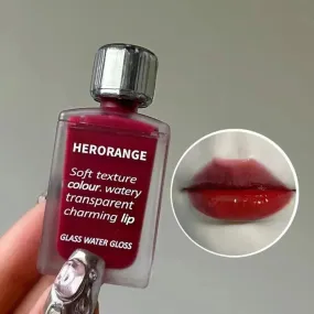 Light Glass Water Gloss - Moisturizing Herorange Lip Glaze, Long-Lasting