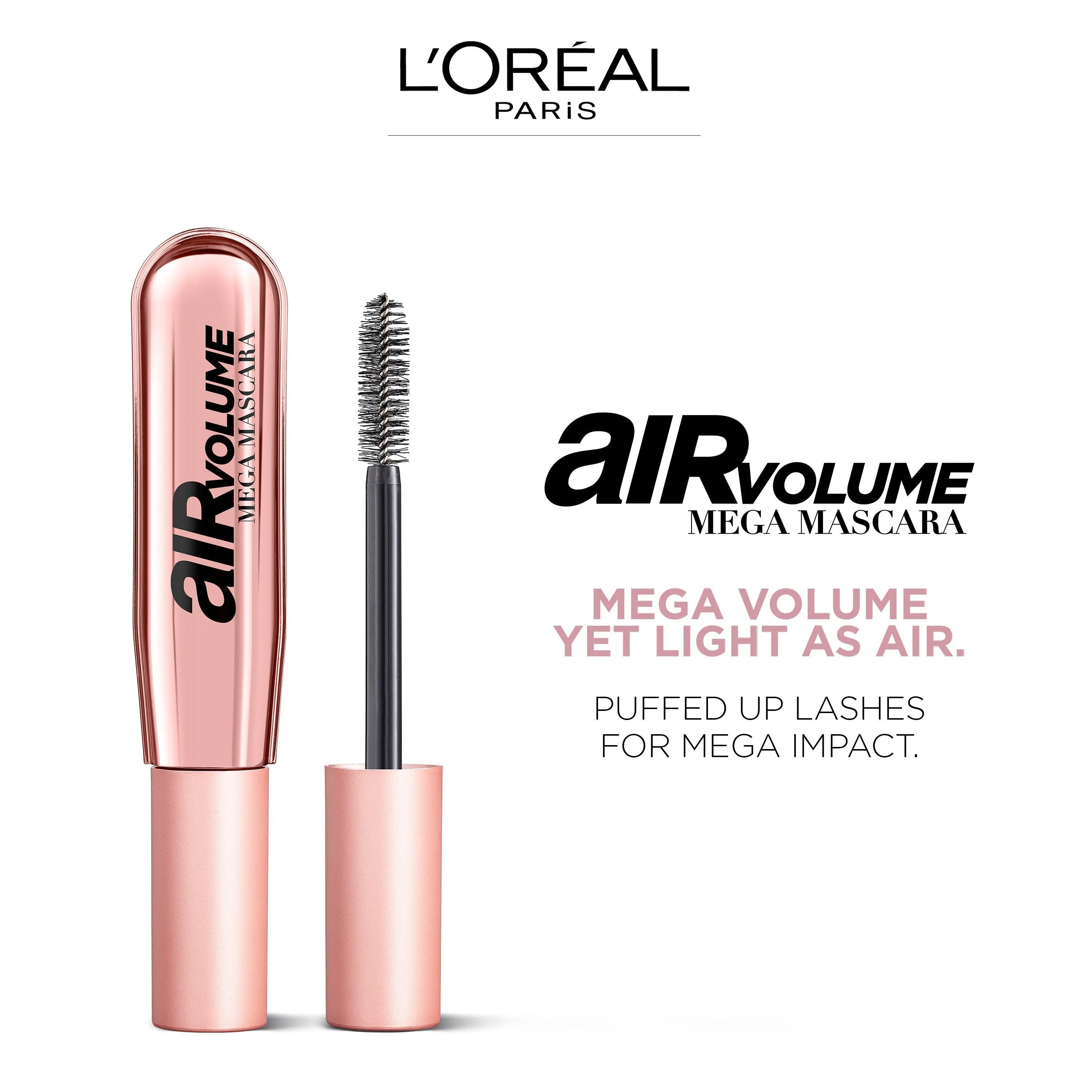 L’Oréal Paris Air Volume Mega Mascara Washable, Air Whipped Formula Lasting Up To 24H- Lightweight