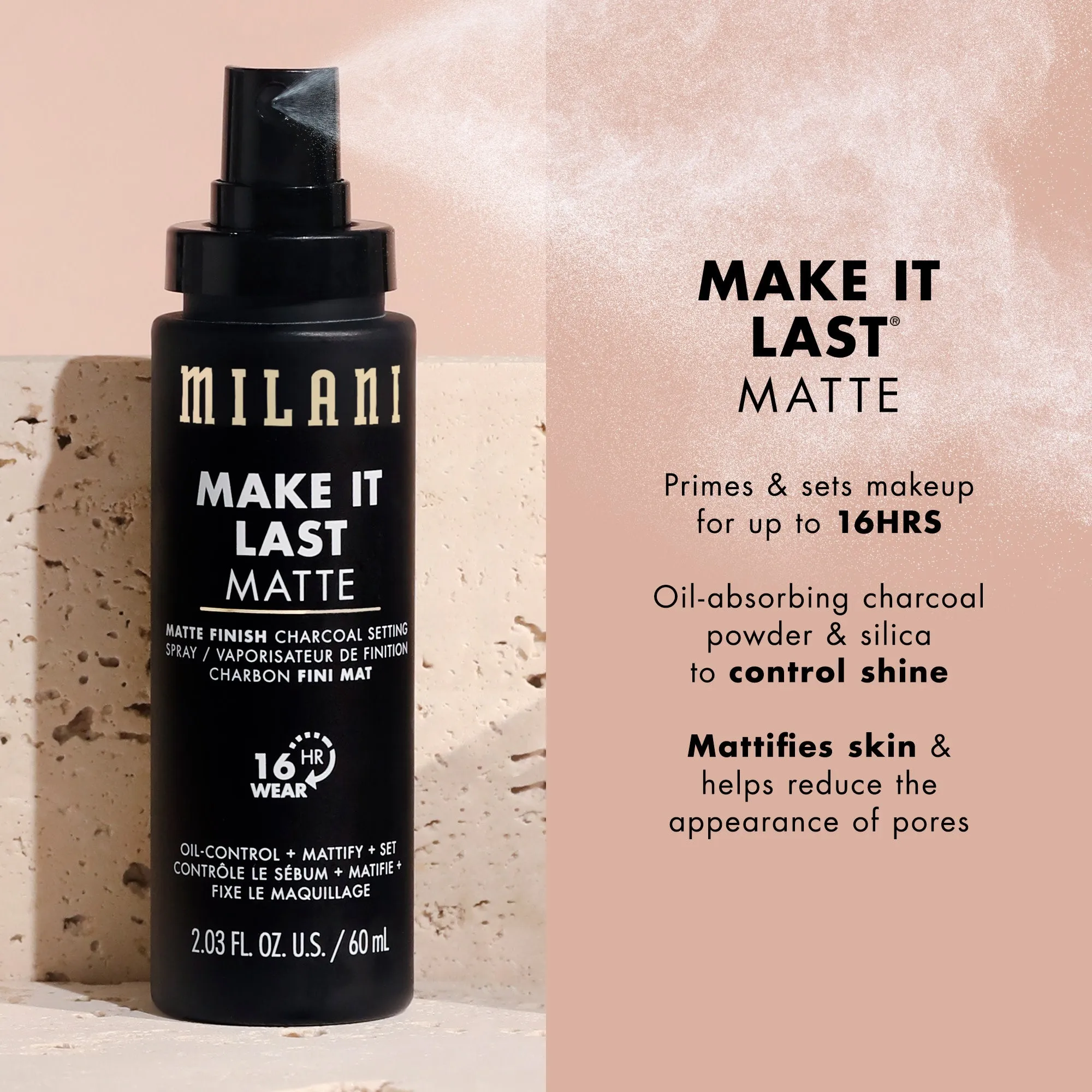 Make it Last Matte Charcoal Setting Spray, Oil Control   Matify   Set