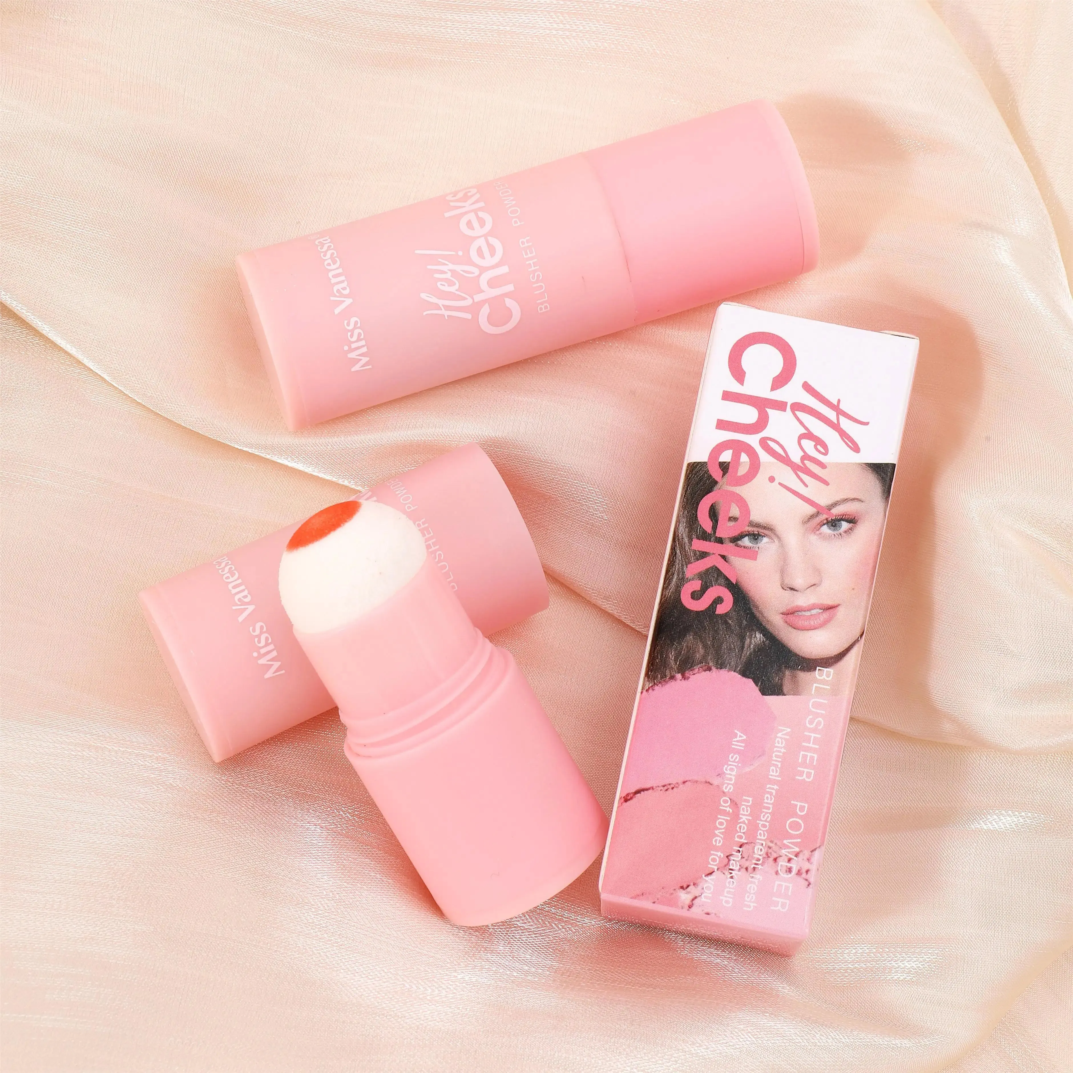 Miss Vanessa three shades of blush powder natural transparent fresh makeup pop head