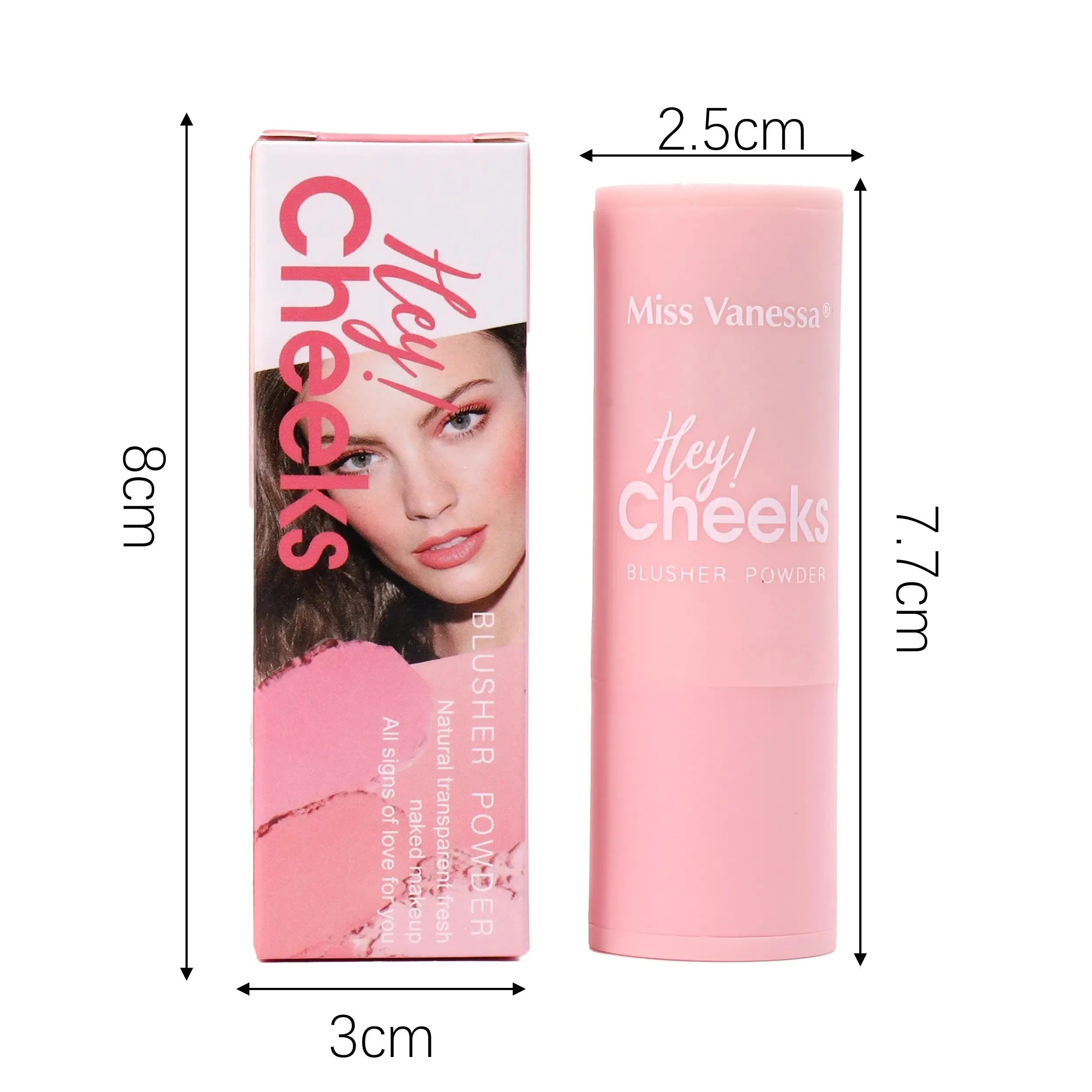 Miss Vanessa three shades of blush powder natural transparent fresh makeup pop head