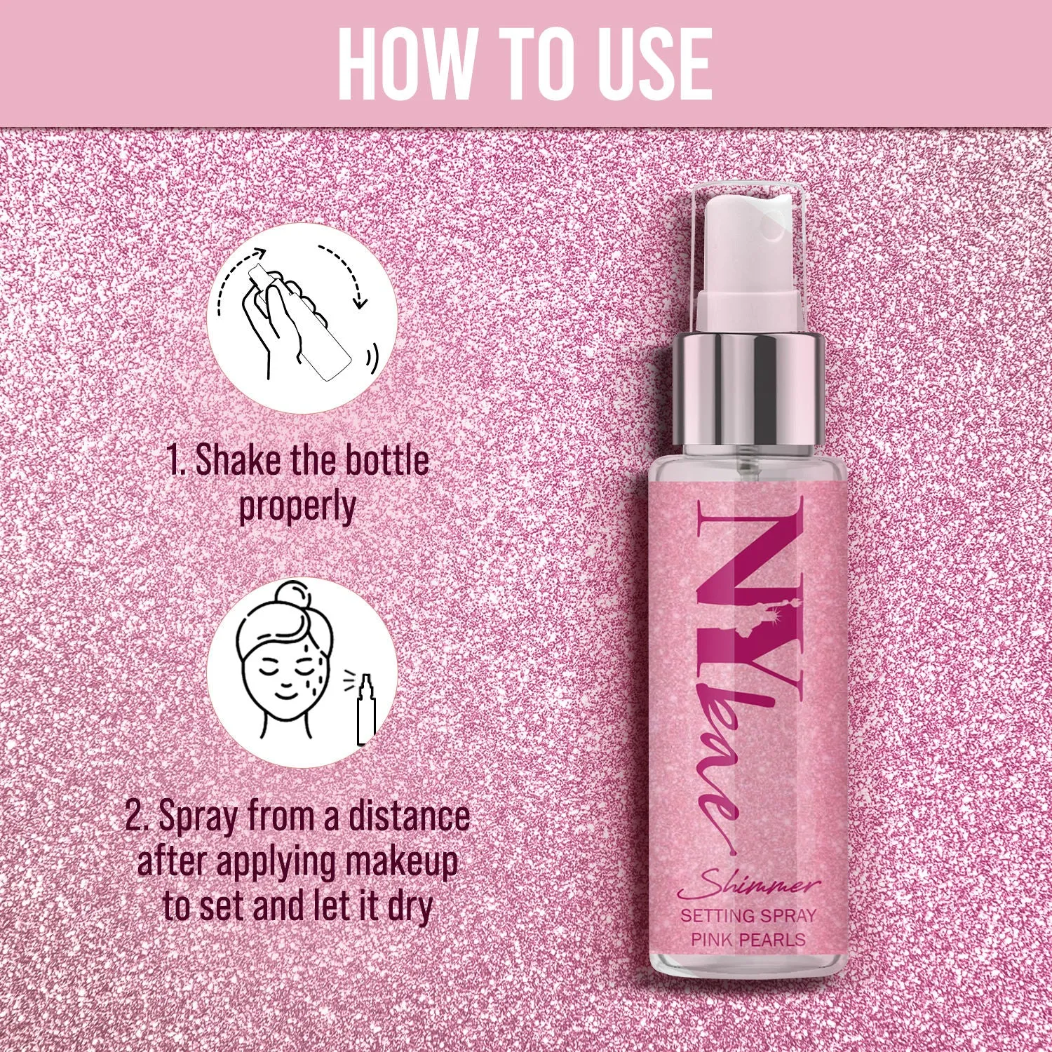 NY Bae Shimmer Setting Spray | Long Lasting | Makeup Fixing | Shimmer Finish | Highlighting Spray | Mini Spray | Travel Friendly - Pink Pearls (30 ml)