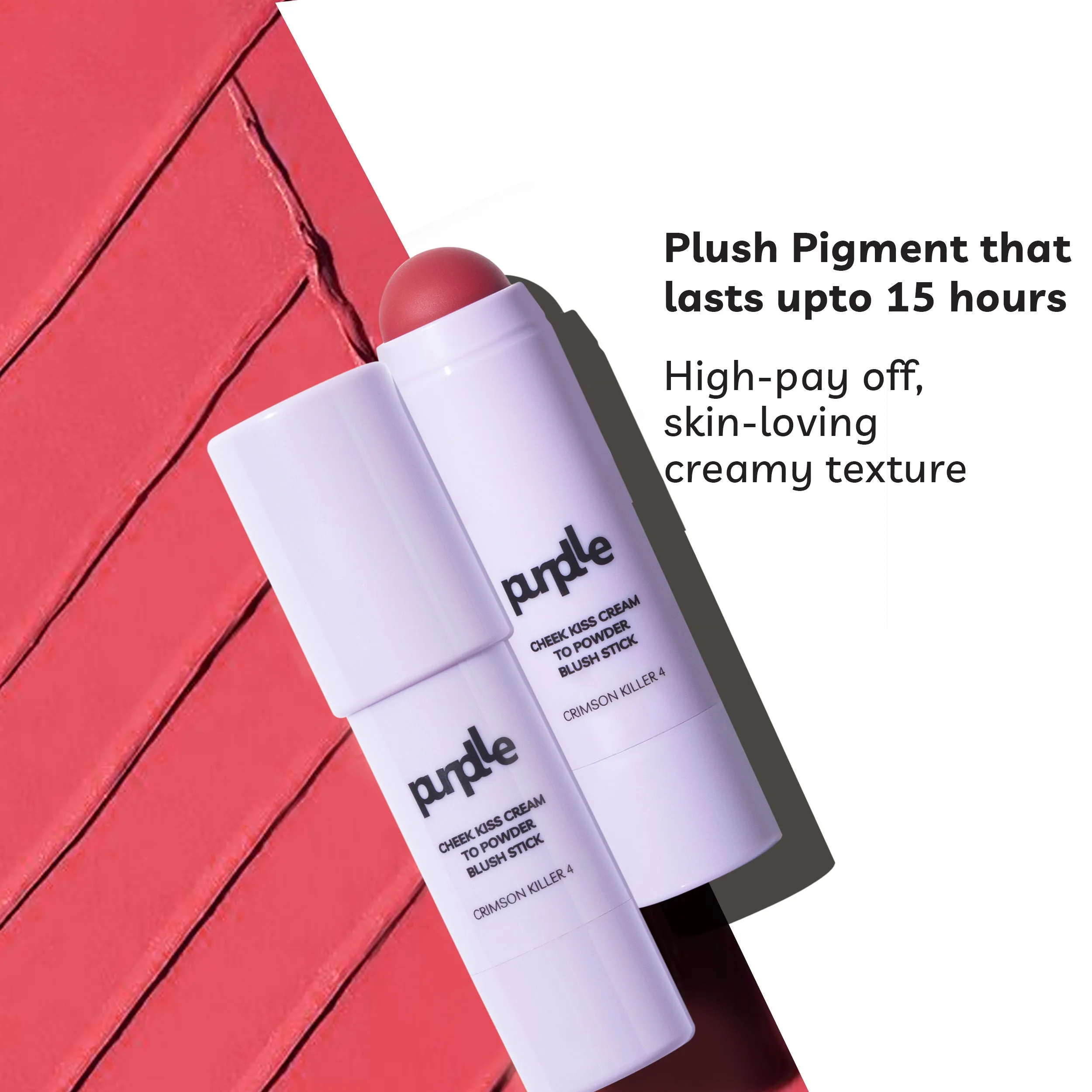Purplle Cheek Kiss Cream to Powder Blush Stick Crimson Killer 4