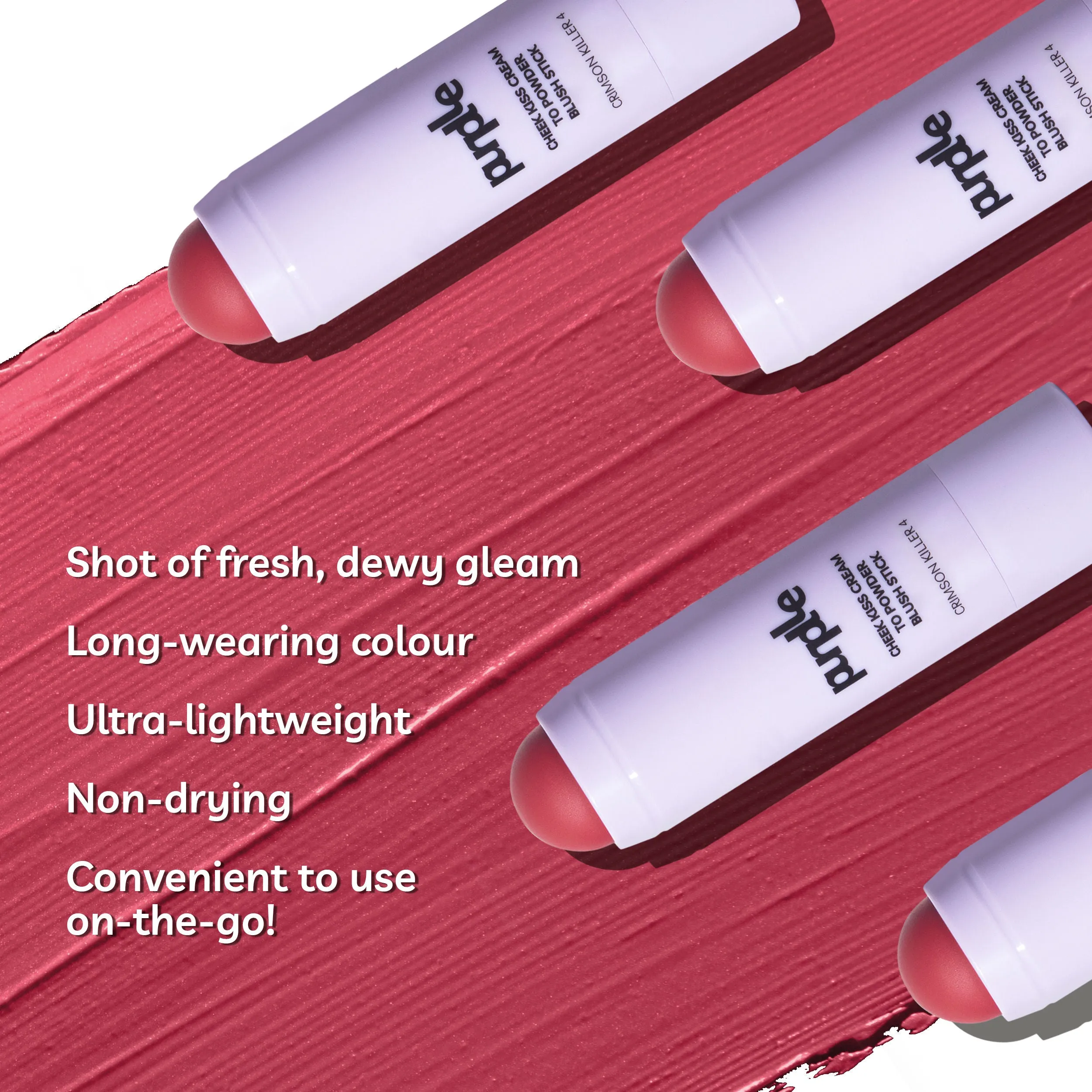 Purplle Cheek Kiss Cream to Powder Blush Stick Crimson Killer 4