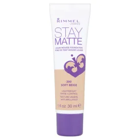 RIMMEL - Stay Matte Liquid Mousse Foundation #200 Soft Beige - 1 fl. oz. (30 ml)