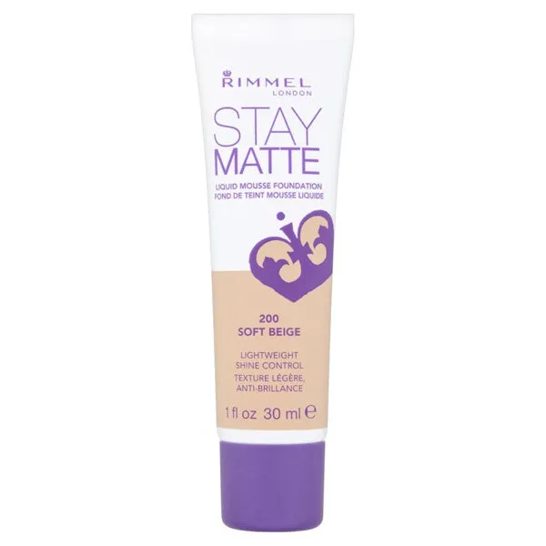 RIMMEL - Stay Matte Liquid Mousse Foundation #200 Soft Beige - 1 fl. oz. (30 ml)