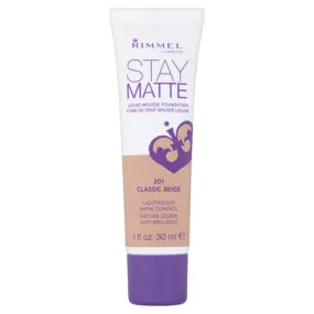 RIMMEL - Stay Matte Liquid Mousse Foundation #201 Classic Beige - 1 fl. oz. (30 ml)