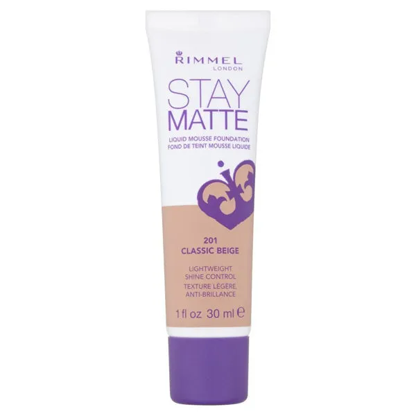 RIMMEL - Stay Matte Liquid Mousse Foundation #201 Classic Beige - 1 fl. oz. (30 ml)