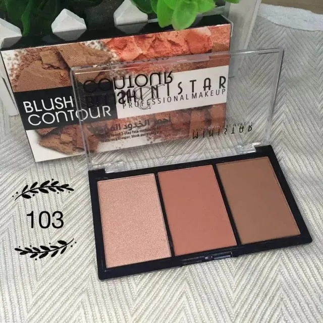 Shimmer Face Natural  Blush Highlighter Bronzer Contour Powder Palette