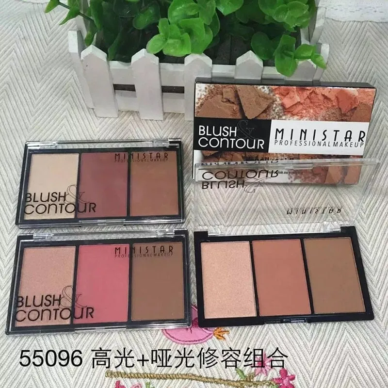 Shimmer Face Natural  Blush Highlighter Bronzer Contour Powder Palette