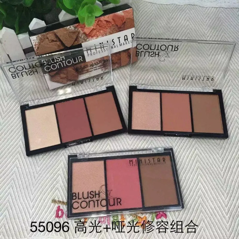 Shimmer Face Natural  Blush Highlighter Bronzer Contour Powder Palette