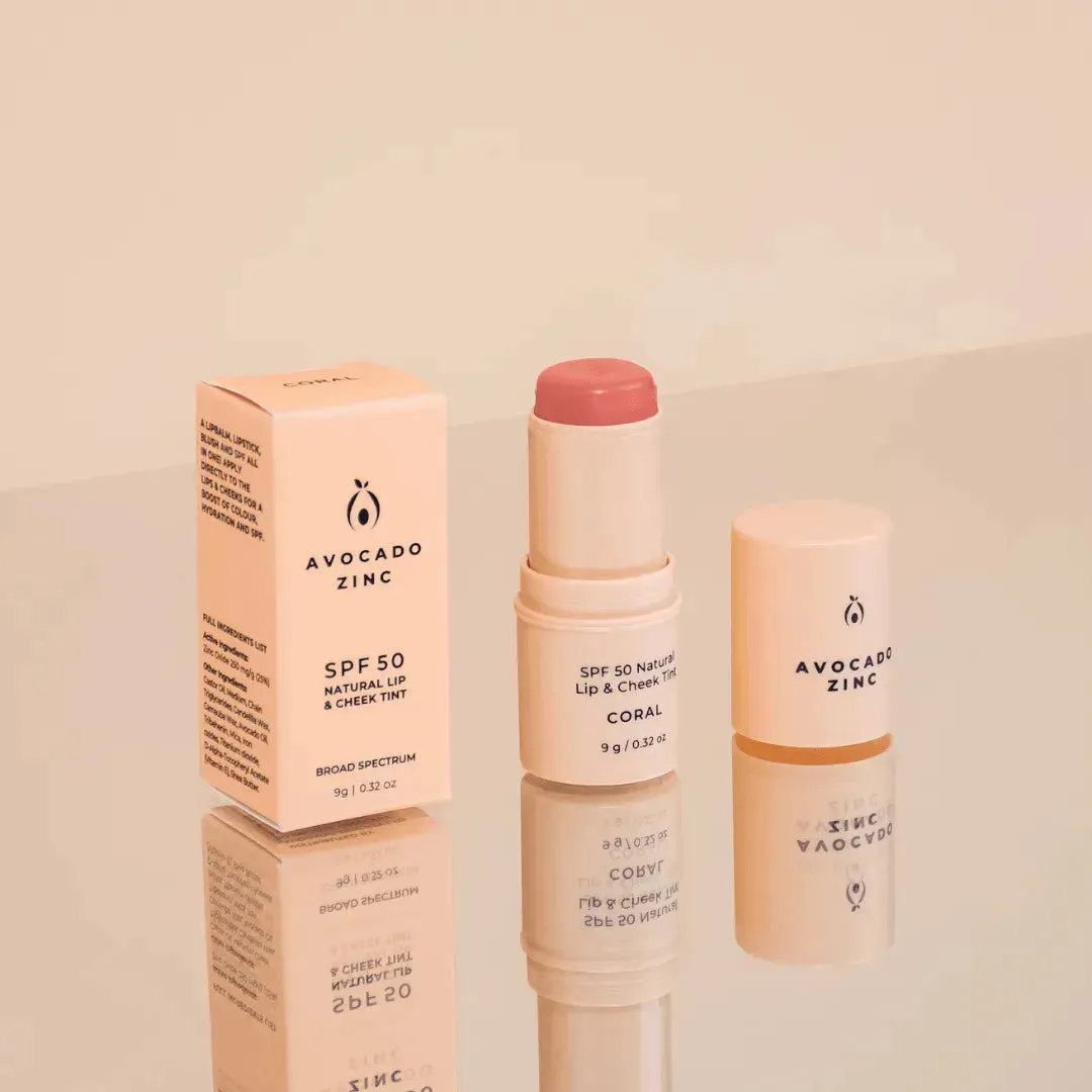 SPF 50 Natural Lip & Cheek Tint - Coral