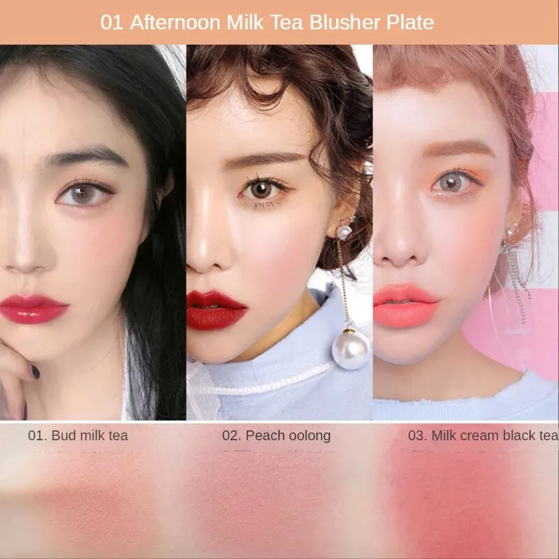 Three-color blush authentic makeup natural matte orange long-lasting rouge Makeup