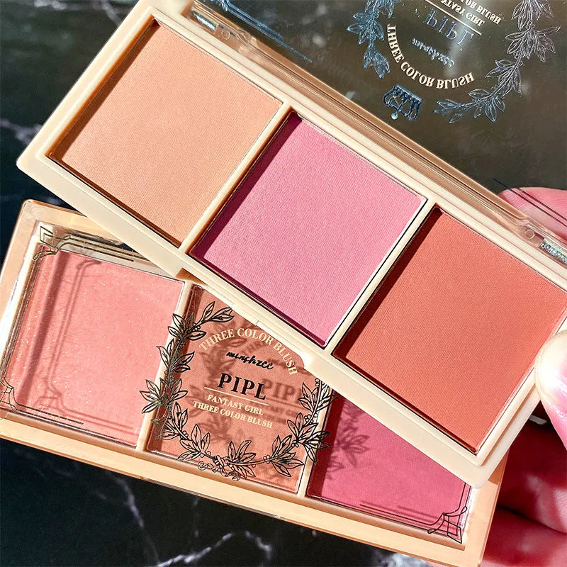 Three-color blush authentic makeup natural matte orange long-lasting rouge Makeup